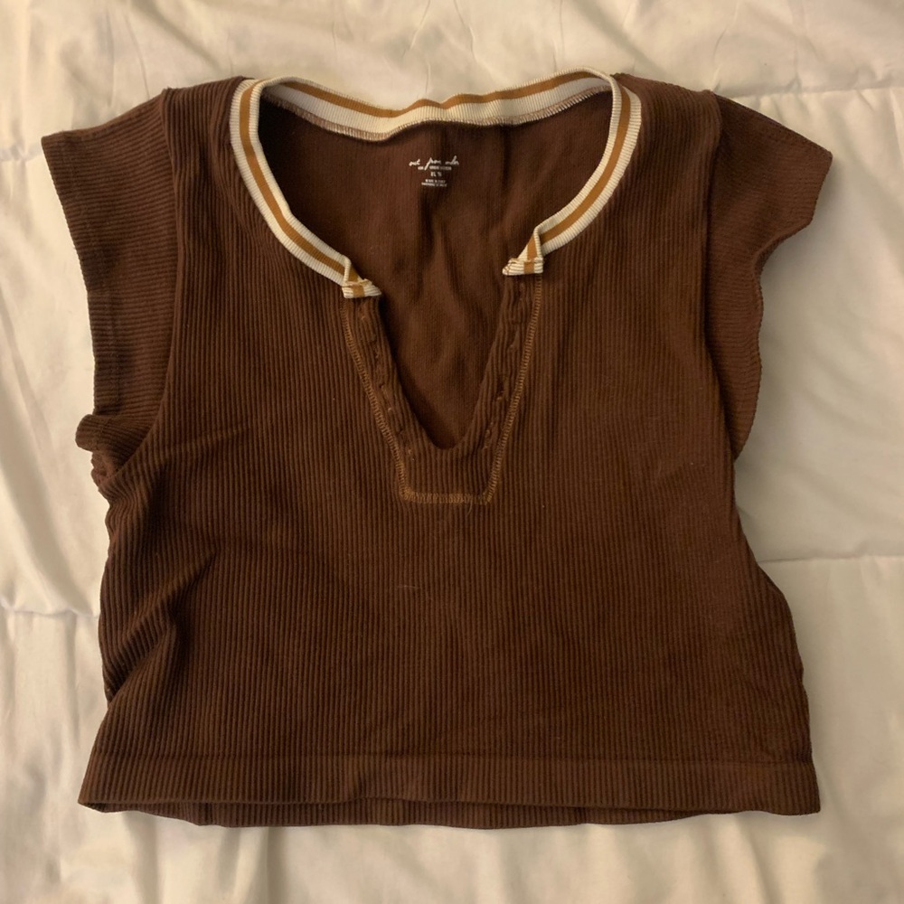 Brown Kids Shirt with White Trim